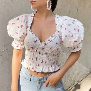 Forever 21 floral puff-sleeve top